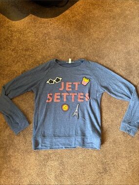 Jessica Simpson Navy Blue 'Jet Setter' Long Sleeve Tee with Patches